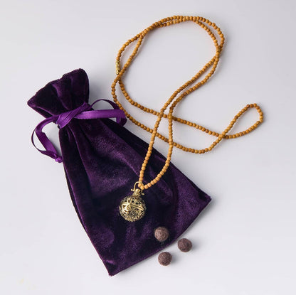 Saint & Sage Scented Pendant and Sandalwood Necklace